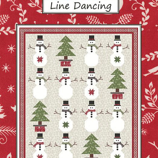 Line Dancing Quilt Pattern, Coach House Designs CHD2434, Yardage Friendly Christmas Xmas Tree Snowmen Lap Throw Quilt Pattern