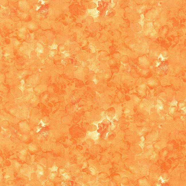 Solid-ish - Orange Papaya Watercolor Texture Fabric, Timeless Treasures KIM-C6100 Papaya, Orange Quilt Background Blender Fabric