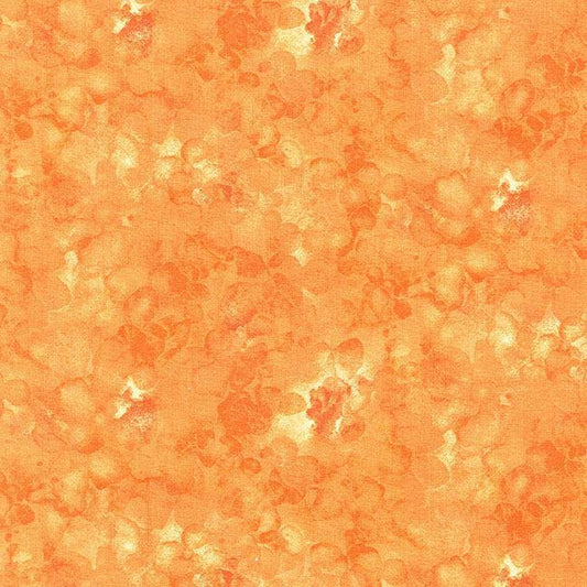 Solid-ish - Orange Papaya Watercolor Texture Fabric, Timeless Treasures KIM-C6100 Papaya, Orange Quilt Background Blender Fabric