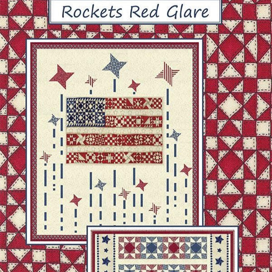 Rockets Red Glare Quilt Pattern, Coach House Designs CHD2122, Fabric Panel Friendly American Flag Patriotic Wall Lap Quilt Pattern