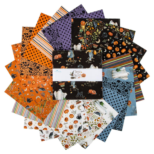 Trick or Treat 10" Stacker, Riley Blake 10-15960-42, 10" Precut Halloween Charm Pack Fabric Squares, Lisa Audit