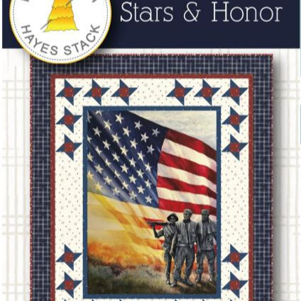 Stars and Honor Panel Frame Quilt Pattern, Needle in a Hayes Stack NH2507, 30" Fabric Panel Friendly Throw Quilt Pattern
