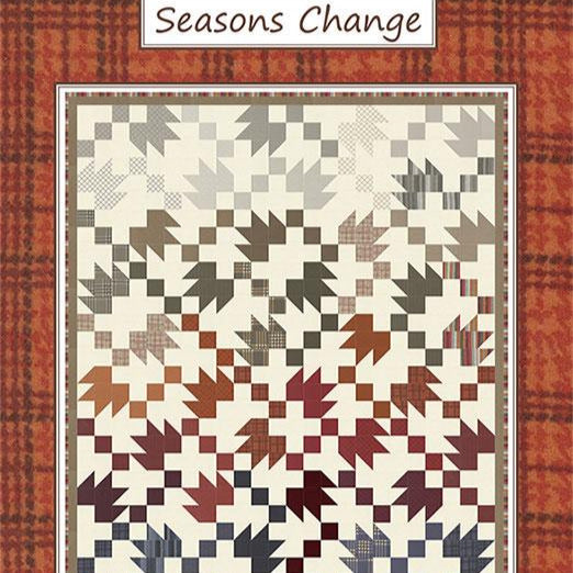 Seasons Change Quilt Pattern, Coach House Designs CHD2454, 10" Precut Layer Cake Squares Friendly Autumn Fall Leaves Lap Throw Quilt Pattern