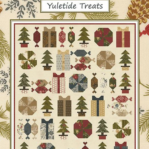 Yuletide Treats Quilt Pattern, Coach House Designs CHD2443, Layer Cake Friendly Christmas Xmas Candy Gifts Trees Lap Throw Quilt Pattern