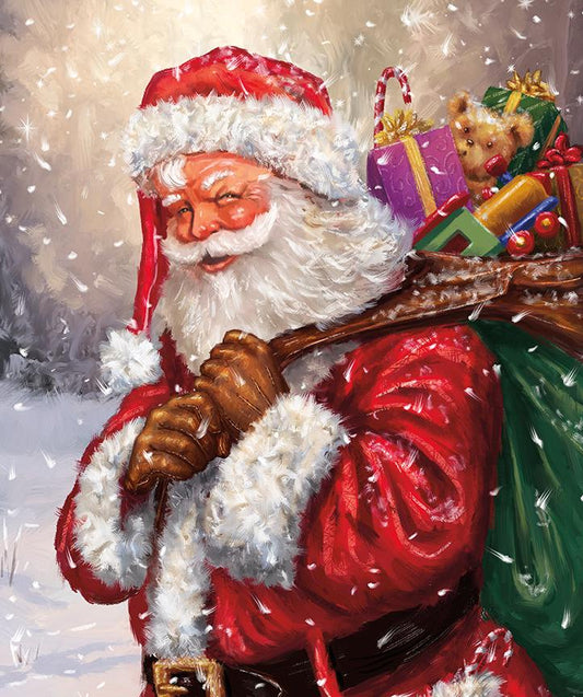 More Christmas Wishes - Santa's Toy Bag 35.5" Fabric Panel, Riley Blake PD16551-Panel, Digitally Printed Christmas Xmas Santa Fabric Panel