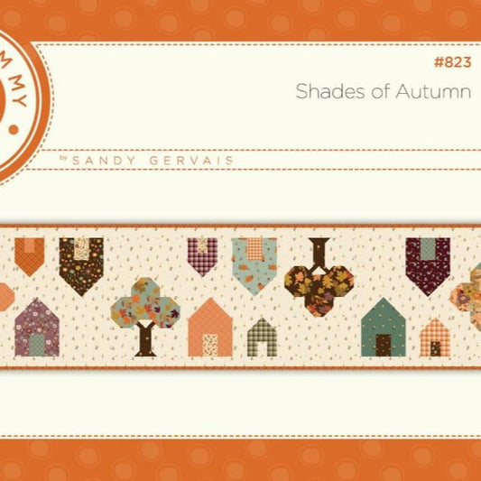 Shades of Autumn Runner Quilt Pattern, Pieces From My Heart PM823, Fat Eighths Yardage Friendly Autumn Fall Table Runner Quilt Pattern