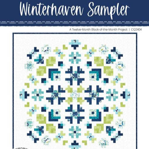 Winterhaven Sampler BOM Quilt Pattern, Cora's Quilts CQ2404, Yardage Friendly Oversized Throw Queen Bed Quilt Pattern