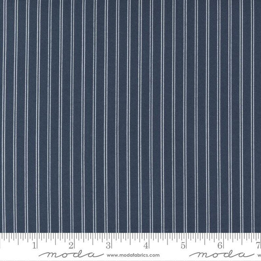Nantucket Summer - Navy Blue White Striped Fabric, Moda 55267 13 Navy, Navy Blue Blender Fabric, Camille Roskelley, By the Yard