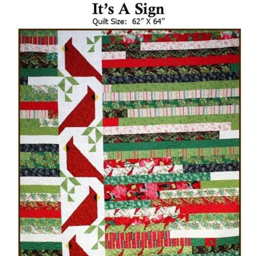 It's a Sign Quilt Pattern, Creek Side Stitches CSS320, Jelly Roll Strip Friendly, Christmas Xmas Cardinals Quilt Pattern