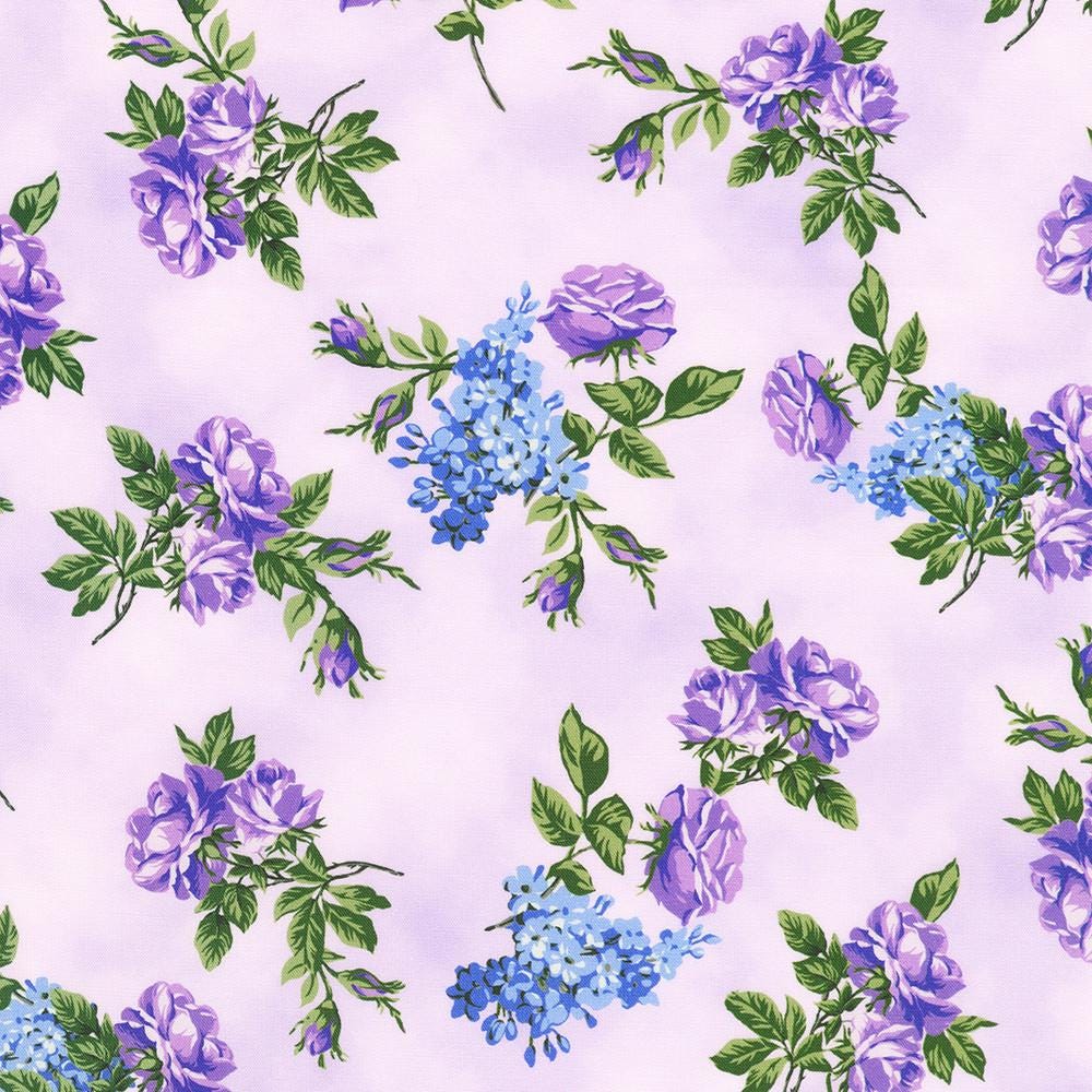 Hydrangea Grace 2.5" Roll Up, Robert Kaufman RU-1323-40, 2.5" Precut Blue Green Purple Floral Fabric Strip Roll, Floral Jelly Roll