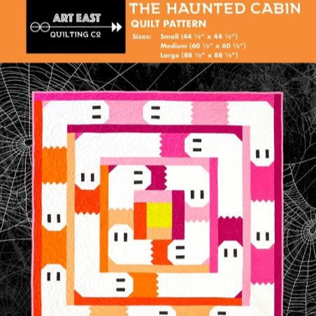 The Haunted Cabin Quilt Pattern, Art East Quilting Co AEHC0924, Halloween Ghosts Log Cabin Lap Throw Bed Quilt Pattern