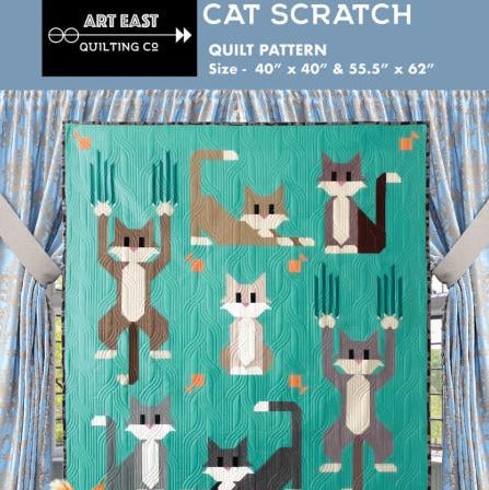 Cat Scratch Quilt Pattern, Art East Quilting Co AECS0323, Kitty Cats Kittens Lap Throw Sampler Quilt Pattern, Cat Lover Quilt Pattern