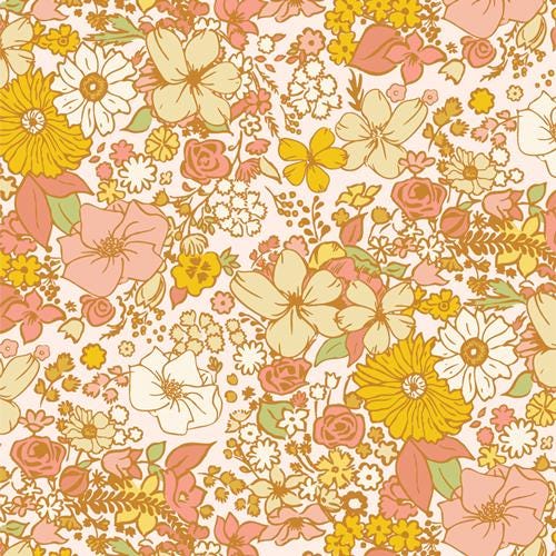 Bloomcore 10" Squares, Art Gallery Fabrics 10WBLC, 10" Precut Yellow Pink Blue Floral Fabric Squares, AGF Studios
