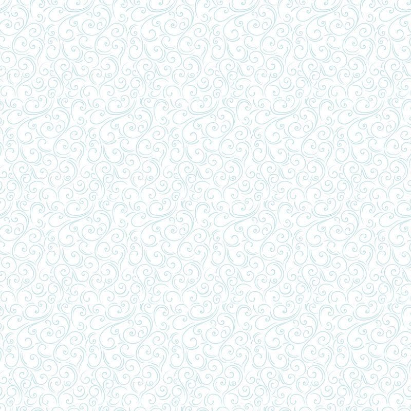 Winter Magic - Blue Windy Swirls on White Fabric, Riley Blake C16366-WHITE, Blue White Winter Christmas Wind Fabric, Dani Mogstad