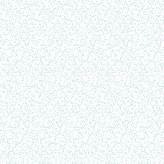 Winter Magic - Blue Windy Swirls on White Fabric, Riley Blake C16366-WHITE, Blue White Winter Christmas Wind Fabric, Dani Mogstad