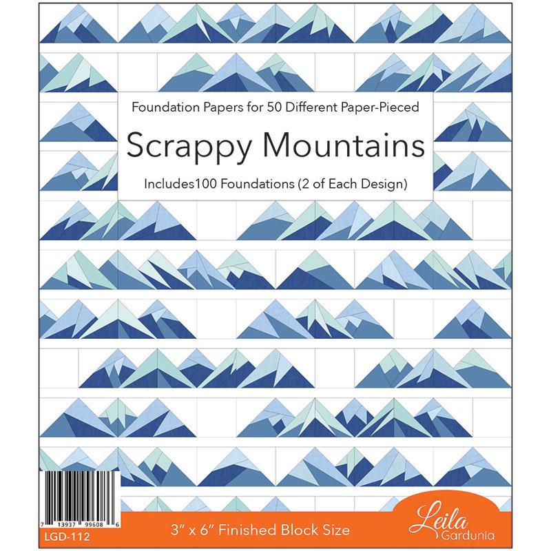 Scrappy Mountains 6" Foundation Papers, Leila Gardunia Design LGD112, Scrap Friendly Foundation Piecing Papers for Scrappy Quilt