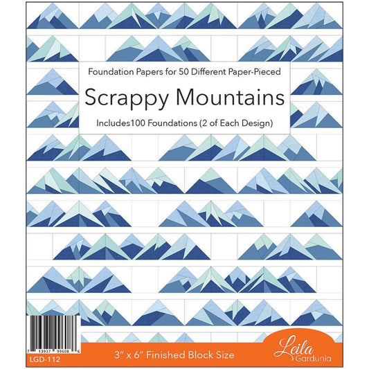 Scrappy Mountains 6" Foundation Papers, Leila Gardunia Design LGD112, Scrap Friendly Foundation Piecing Papers for Scrappy Quilt