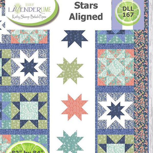 Stars Aligned Quilt Pattern, DLL167, Stars in Stars Full Bed Quilt Pattern, Designs by Lavender Lime