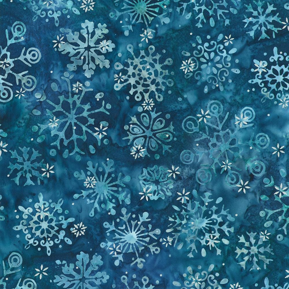 Artisan Batiks Winter Pines Charm Squares, Robert Kaufman CHS-1296-42, Christmas Winter Metallic Batik Fabric Square
