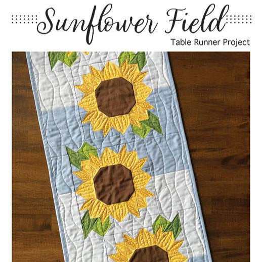 Sunflower Field Table Quilt Pattern, Branch and Blume BNB2515, Yardage Friendly Sunflower Table Runner Pattern, Chrissy Lux