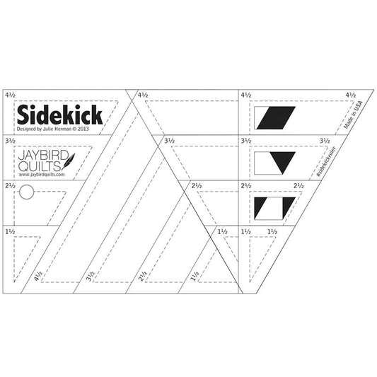 Sidekick Ruler, Jaybird Quilts JBQ202, 60 Degree Triangle Diamonds Half Triangle Quilting Ruler, Quilter's Template