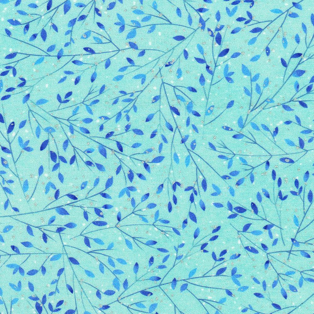 Peaceful Christmas Fabric Roll Up, Robert Kaufman RU-1327-40, Christmas Silver Metallic Blue Beige Teal Doves Trees Fabric