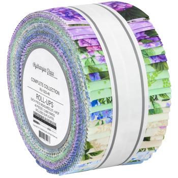 Hydrangea Grace 2.5" Roll Up, Robert Kaufman RU-1323-40, 2.5" Precut Blue Green Purple Floral Fabric Strip Roll, Floral Jelly Roll