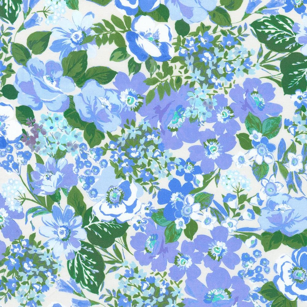 Hydrangea Grace 2.5" Roll Up, Robert Kaufman RU-1323-40, 2.5" Precut Blue Green Purple Floral Fabric Strip Roll, Floral Jelly Roll