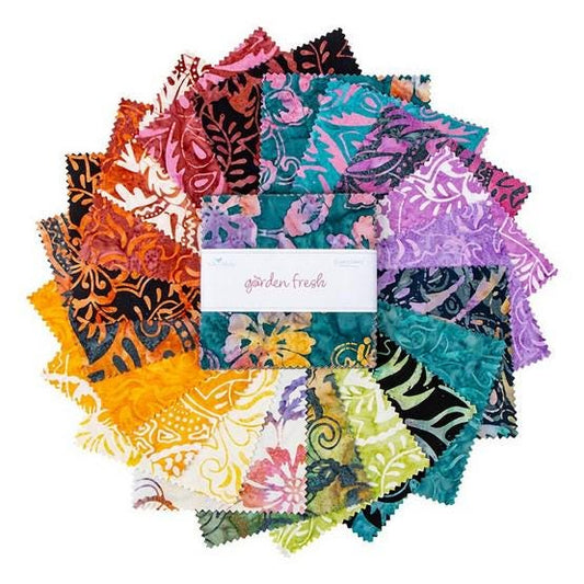 Expressions Batiks - Garden Fresh 5" Stacker, Riley Blake 5-23416-42, 5" Precut Floral Batik Fabric Squares