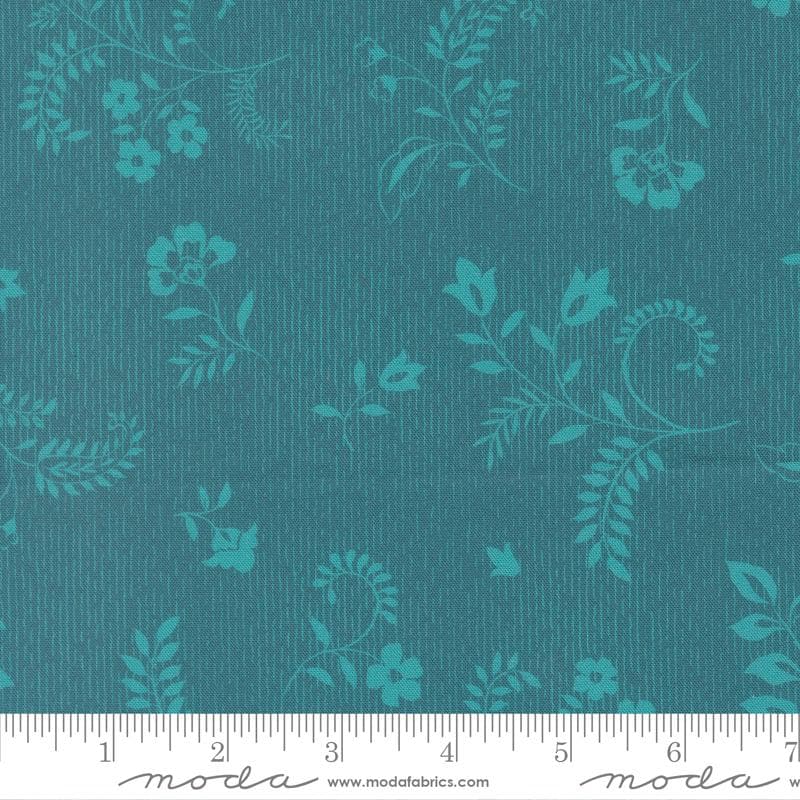Parlor 5" Charm Pack, Moda 11960PP, Pink Teal Green Floral Charm Pack Fabric, 5" Precut Fabric Squares, Crystal Manning