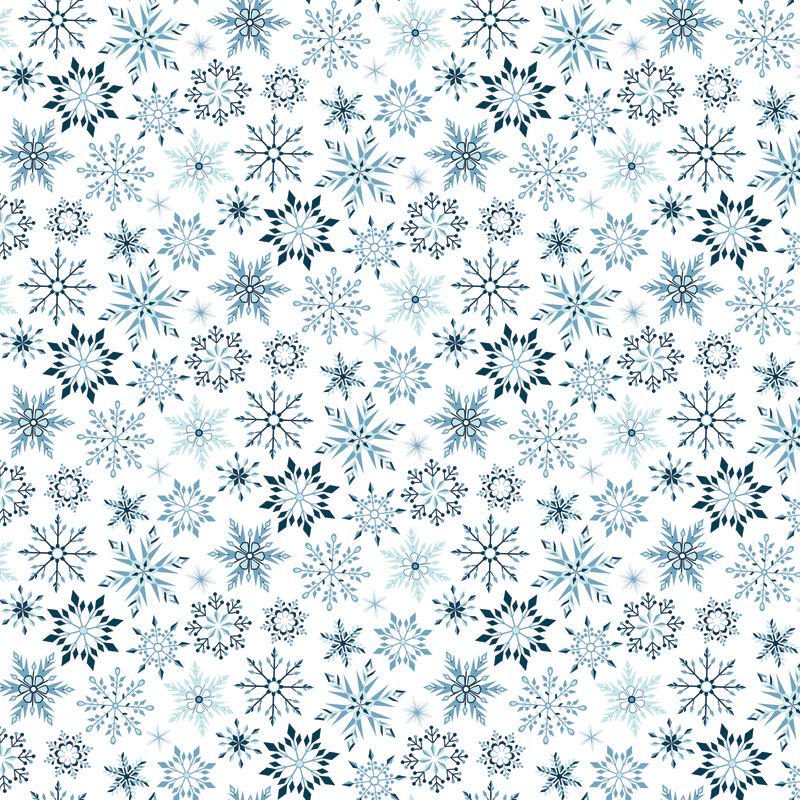 Winter Magic - Blue Snowflakes on White Fabric, Riley Blake C16365-WHITE, Blue White Winter Christmas Snowflake Fabric, Dani Mogstad