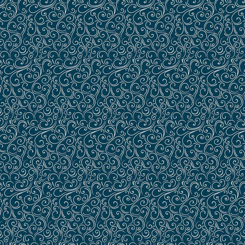 Winter Magic - White Windy Swirls on Navy Blue Fabric, Riley Blake C16366-NAVY, Blue White Winter Christmas Wind Fabric, Dani Mogstad