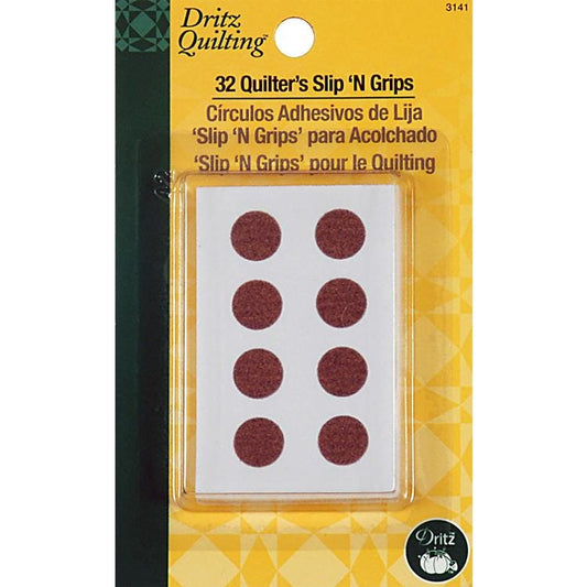 Slip N Grips 32 Count Quilting Ruler Grips, Dritz 3141, Pressure Sensitive Anti Slip Dots, Sewing Quilting Tool, Fabric Grabber for Ruler