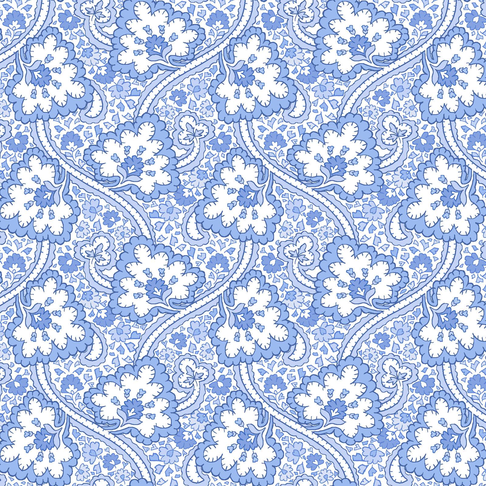 Blue Belle 10" Squares, Maywood Studio SQ-MASBLBE, 10" Precut Blue White Floral Layer Cake Fabric Squares