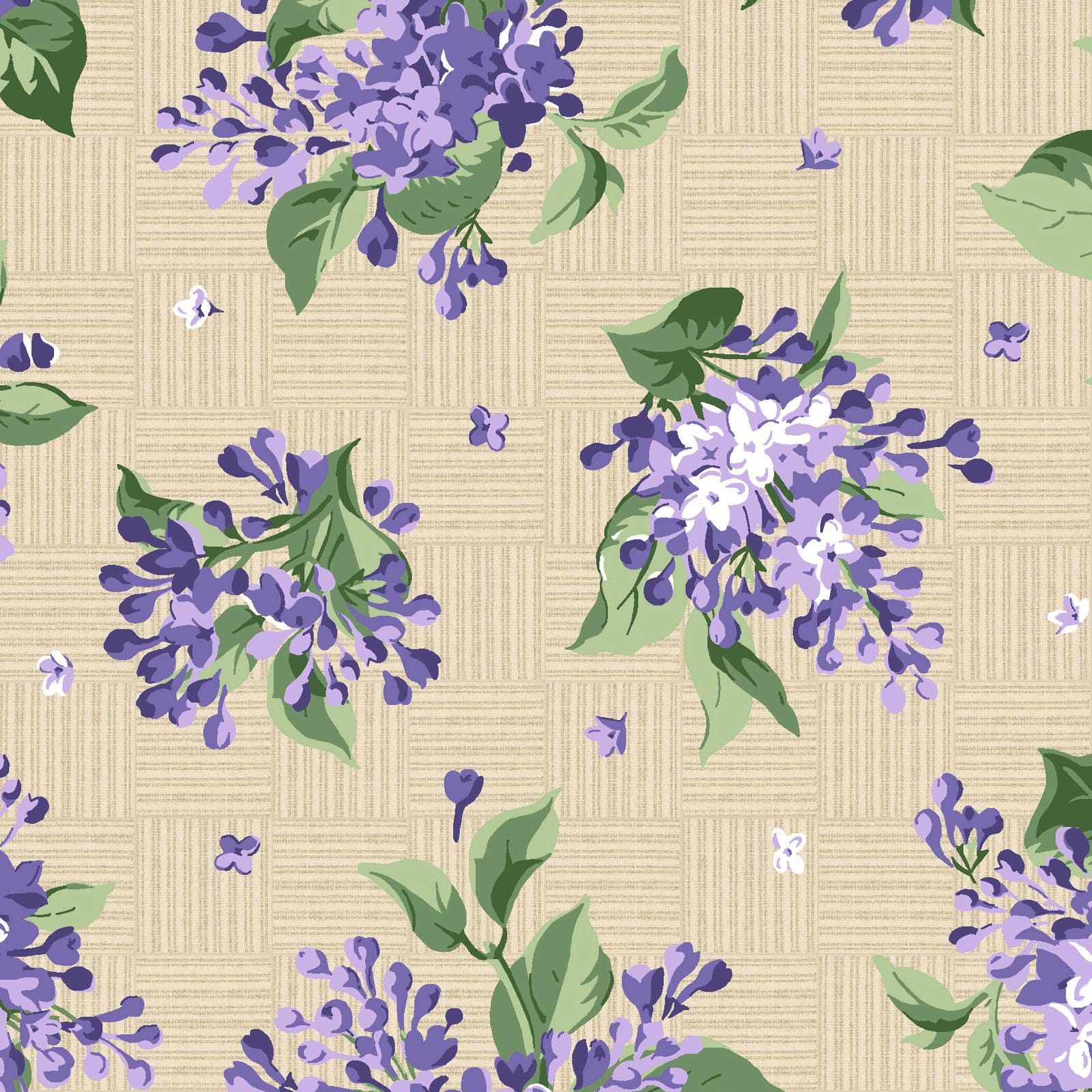 Lilac Lane 10" Squares, Maywood Studio SQ-MASLILA, 10" Precut Purple Green Beige White Floral Layer Cake Fabric Squares