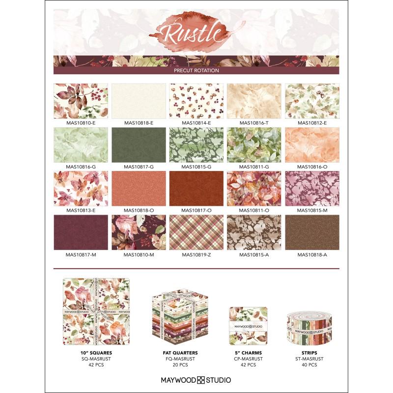 Rustle 5" Charm Squares, Maywood Studio CP-MASRUST, 5" Precut Autumn Fall Leaves Quilt Fabric Squares
