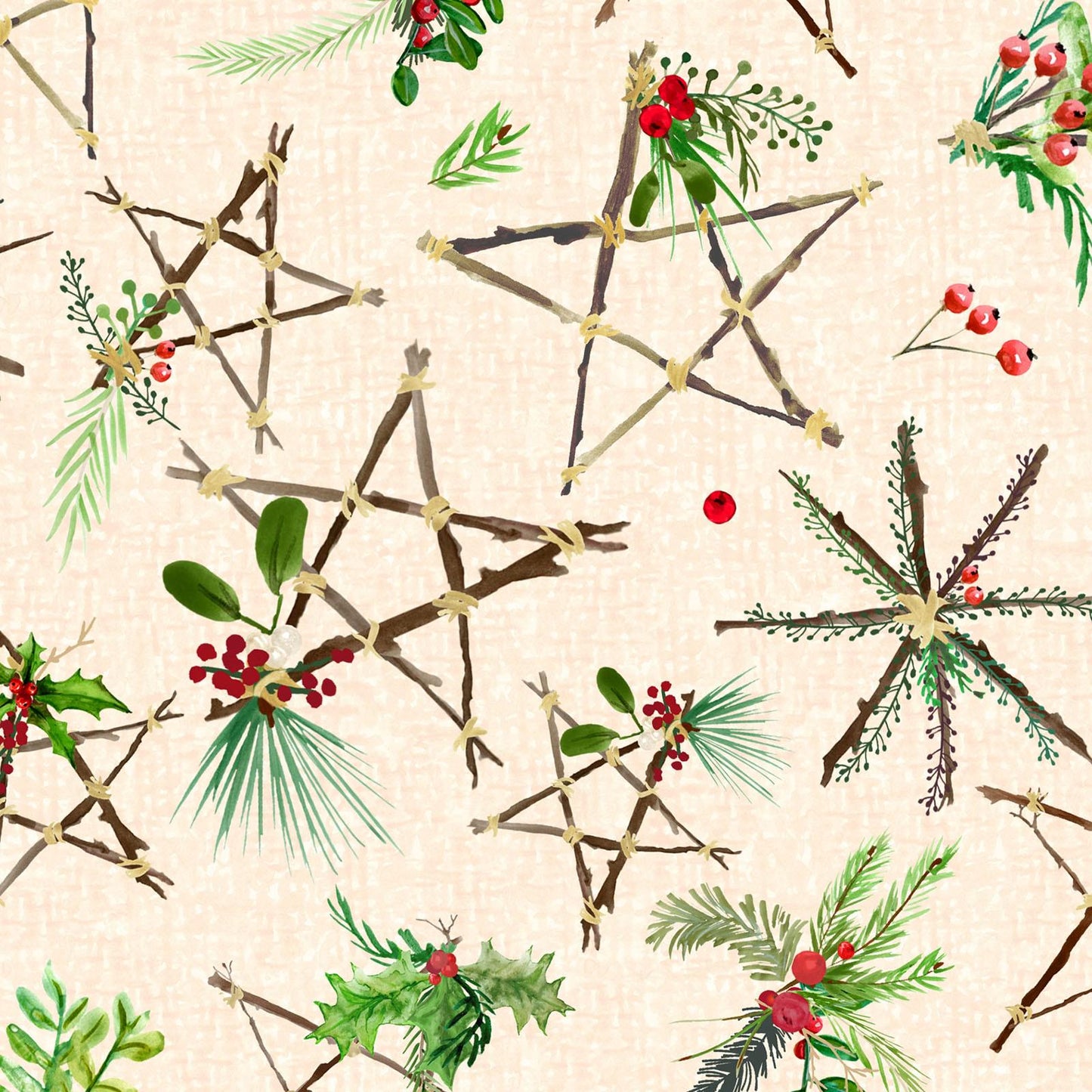 Winter Wreaths 10" Squares, Maywood Studio SQ-MASWIWR, 10" Precut Rustic Christmas Xmas Quilt Fabric Squares