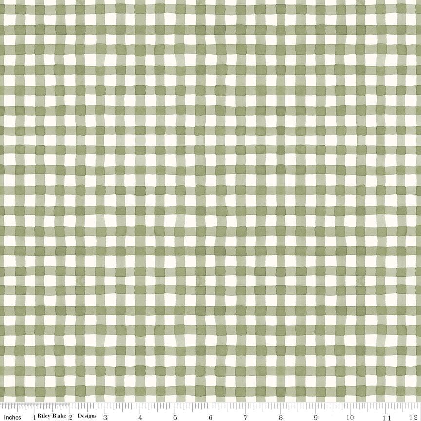 Sunflower Whispers - Green Gingham Fabric, Riley Blake C16674-GREEN, Green Gingham Blender Fabric, Lisa Audit, By the Yard