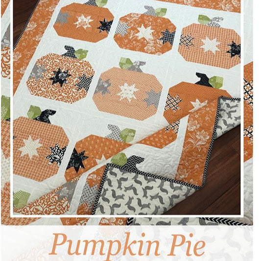 Pumpkin Pie Quilt Pattern, The Pattern Basket TPB2007, Fat Eighths F8 Yardage Friendly Autumn Fall Stars in Pumpkins Quilt Pattern