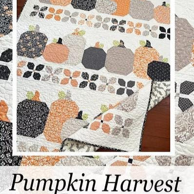Pumpkin Harvest Quilt Pattern, The Pattern Basket TPB2007, Fat Quarter FQ Friendly Autumn Fall Halloween Pumpkins Throw Quilt Pattern