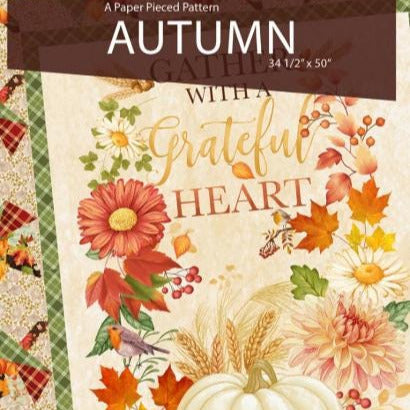 Autumn Panel Frame Quilt Pattern, Tamarinis TAQ143, 24" Fabric Panel Friendly Foundation Paper Pieced Throw Quilt Pattern