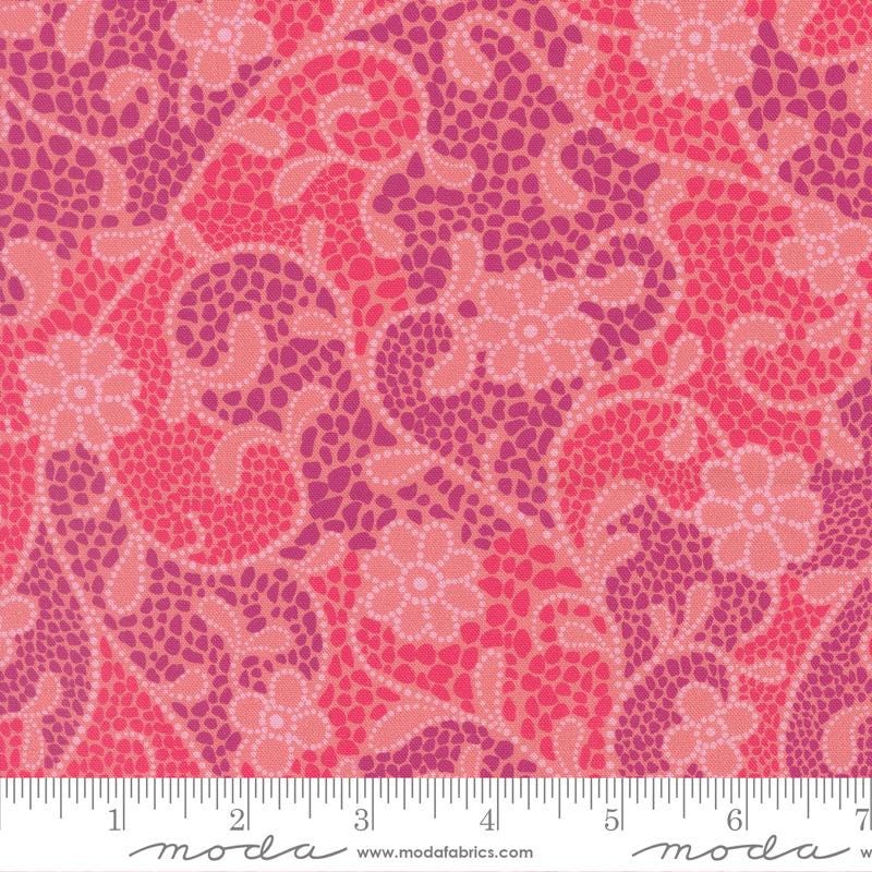 Parlor 5" Charm Pack, Moda 11960PP, Pink Teal Green Floral Charm Pack Fabric, 5" Precut Fabric Squares, Crystal Manning