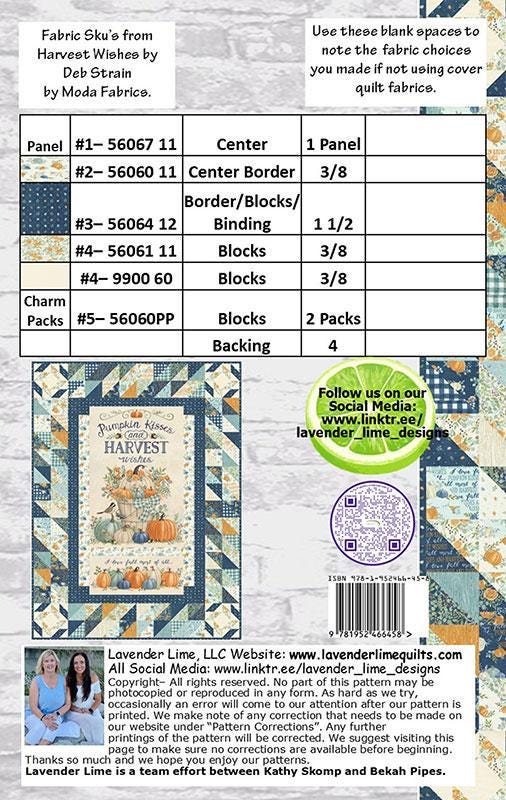 Charming Panel Frame Quilt Pattern, Designs by Lavender Lime DLL178, Fabric Panel 5" Charm Squares Friendly Easy Quilt Pattern