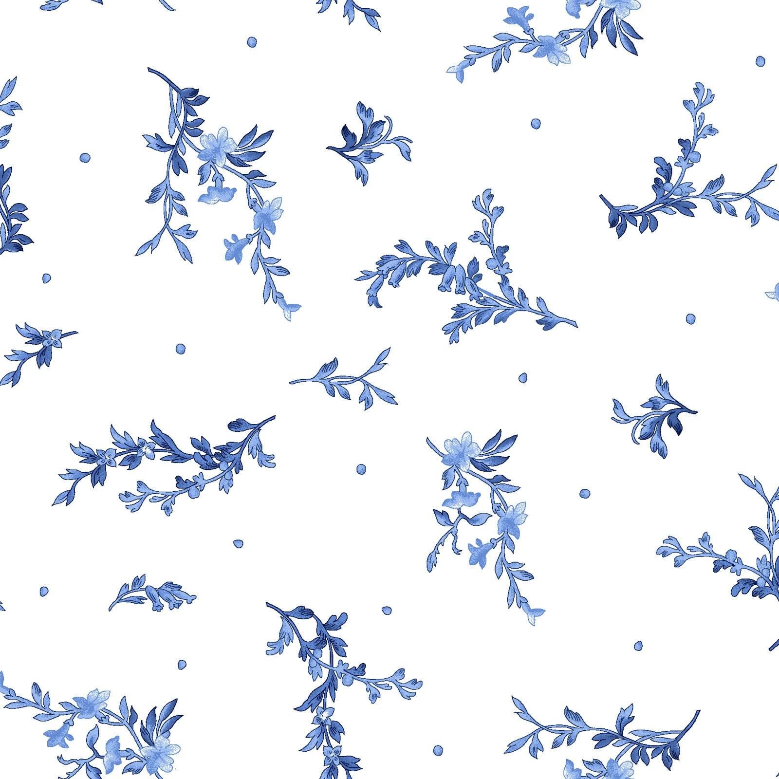 Blue Belle 10" Squares, Maywood Studio SQ-MASBLBE, 10" Precut Blue White Floral Layer Cake Fabric Squares
