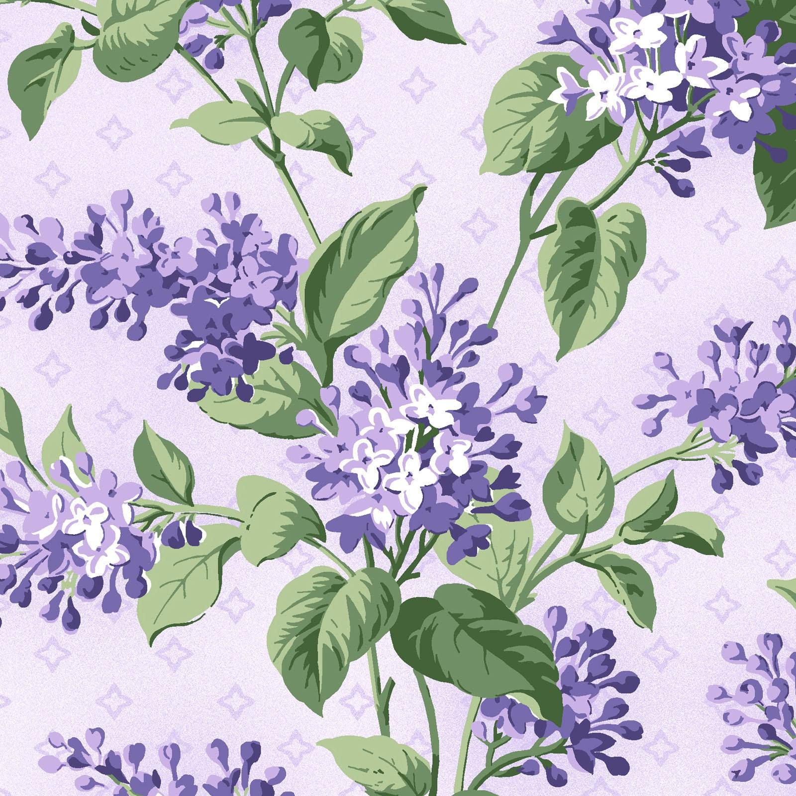 Lilac Lane 10" Squares, Maywood Studio SQ-MASLILA, 10" Precut Purple Green Beige White Floral Layer Cake Fabric Squares