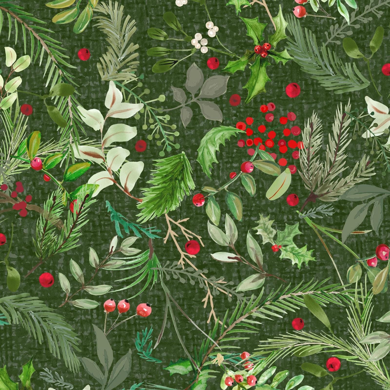Winter Wreaths 10" Squares, Maywood Studio SQ-MASWIWR, 10" Precut Rustic Christmas Xmas Quilt Fabric Squares