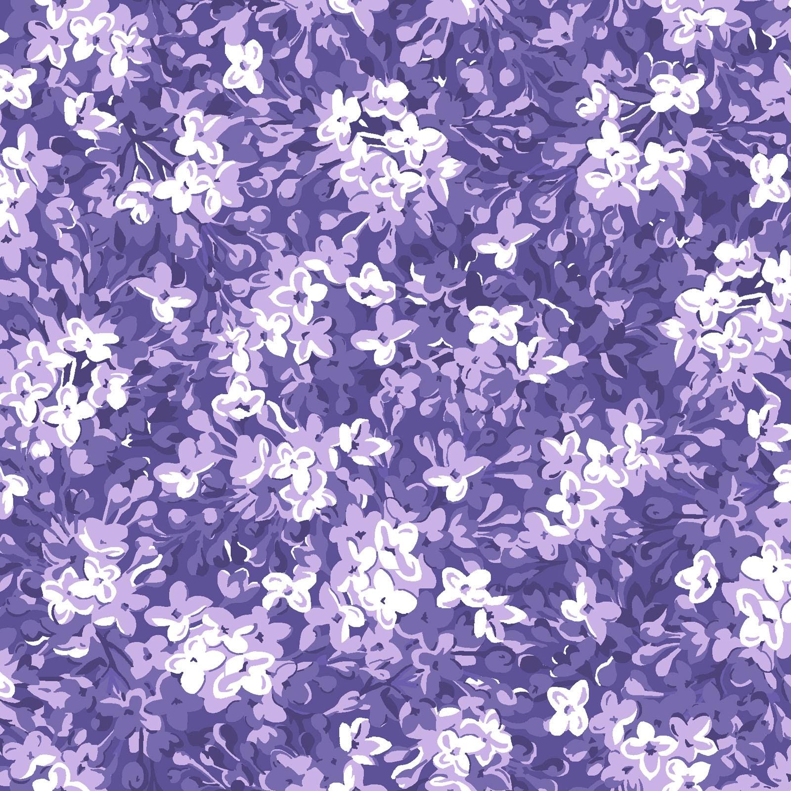 Lilac Lane 19 Piece Fat Quarter Bundle Plus Panel, FQ-MASLILA, 18 x 22 Fabric Cuts, Purple Green Floral Fabric Bundle, Maywood Studio