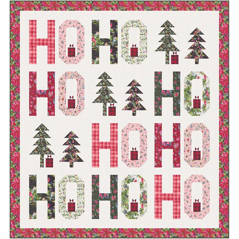 Jollity Quilt Pattern, Wendy Sheppard WS90, Yardage Friendly Ho Ho Ho Christmas Xmas Words Trees Quilt Pattern