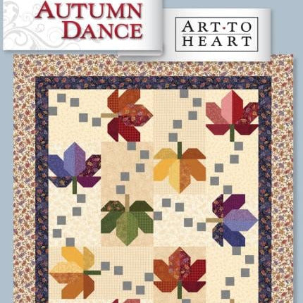 Autumn Dance Quilt Pattern, Art to Heart ATH183P, Fat Eights F8 Yardage Friendly Autumn Fall Leaves Throw Quilt Pattern, Nancy Halvorsen