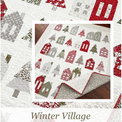 Winter Village Quilt Pattern, The Pattern Basket TPB2418, Fat Eighths F8 Friendly Christmas Xmas Winter Trees Houses Quilt Pattern